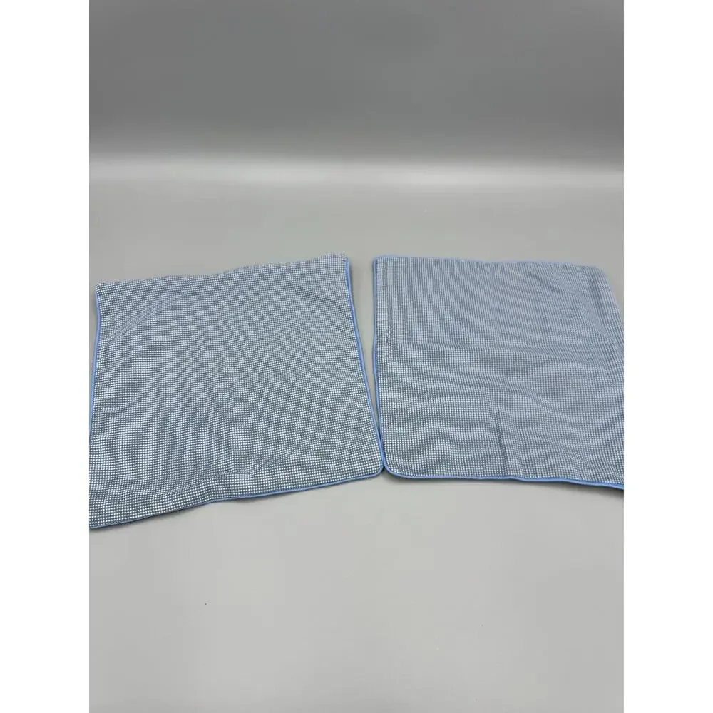 Floral Pillowcase Pillow‎ Cover Blue Checkered Back 12” X 12” Set Of 2